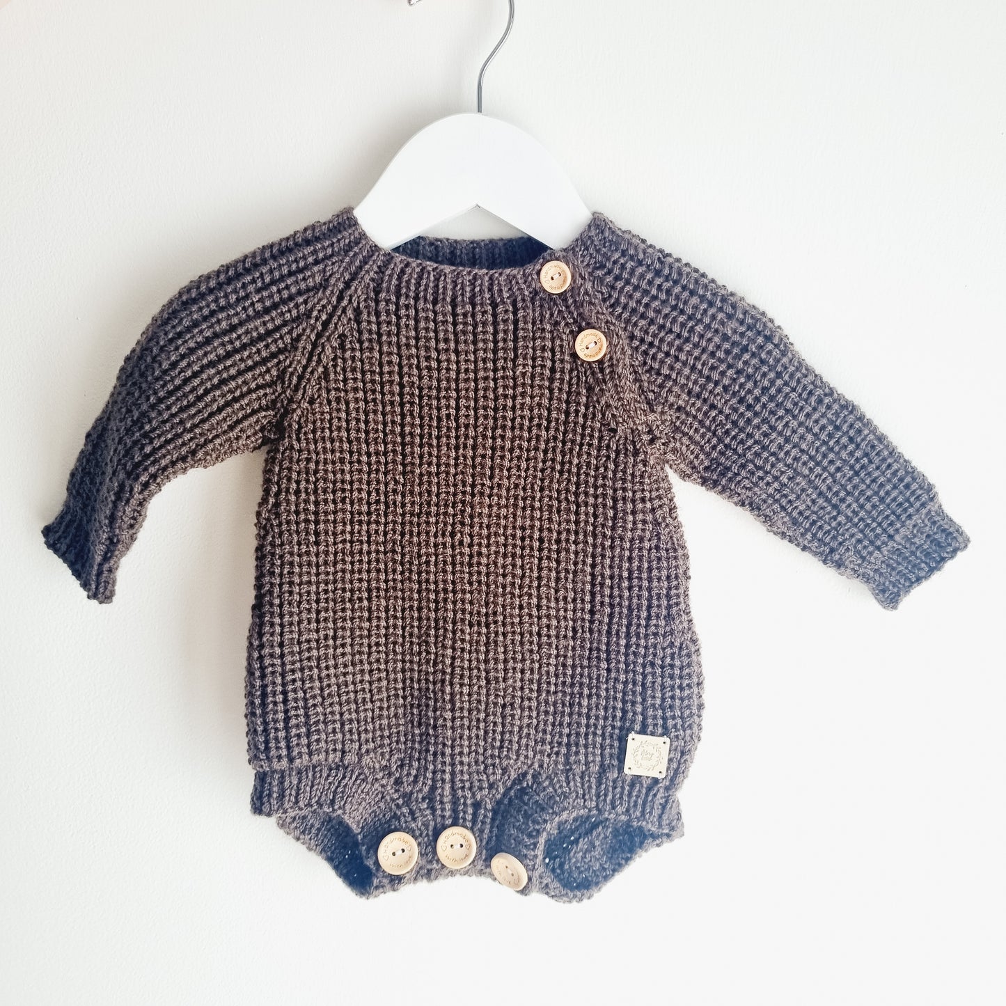 Elliott Romper 0-3 months Mocha Wool