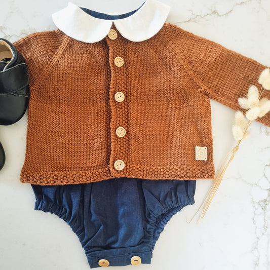 Cardigan 6 Months Merino Brown