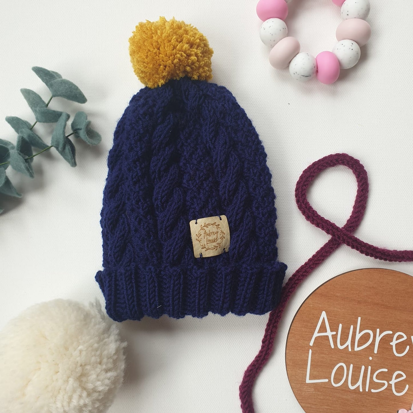 Cable Beanie Hat - Pompom Aubrey Louise