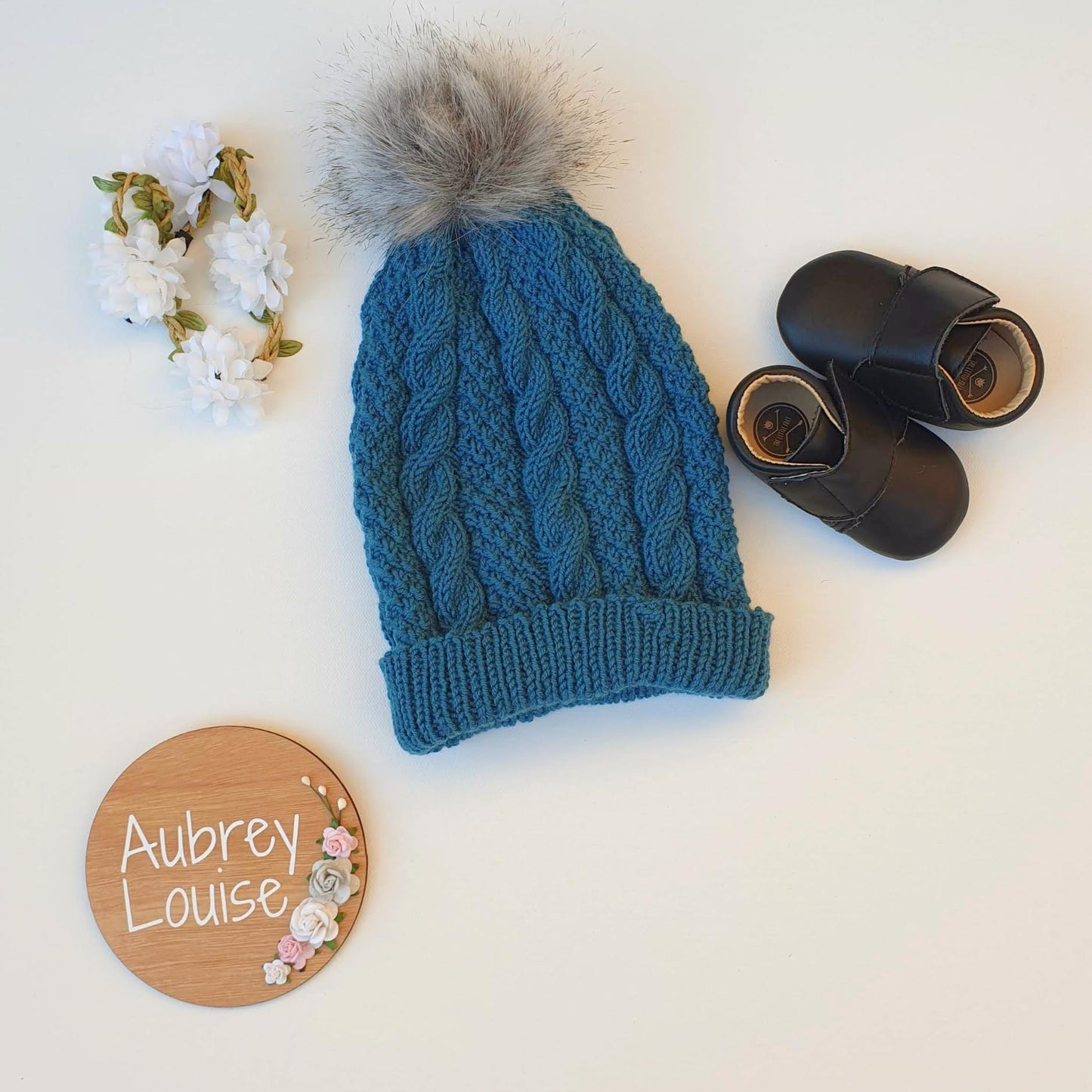 Cable Beanie Hat - Pompom Aubrey Louise 