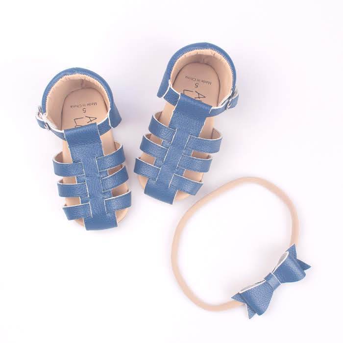 Aubrey Louise Bows Blue Leather headband