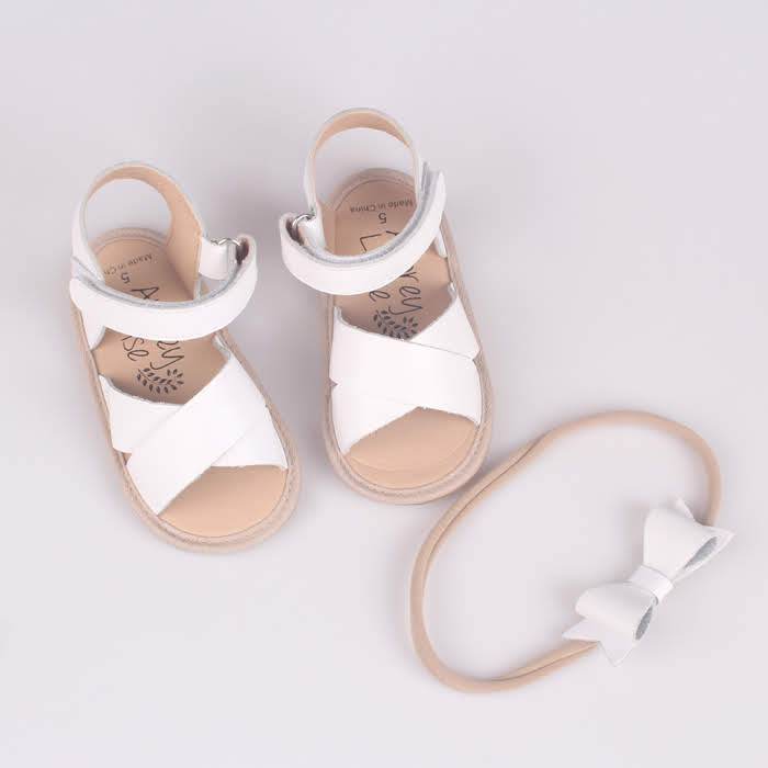 Aubrey Louise Bows White Leather headband