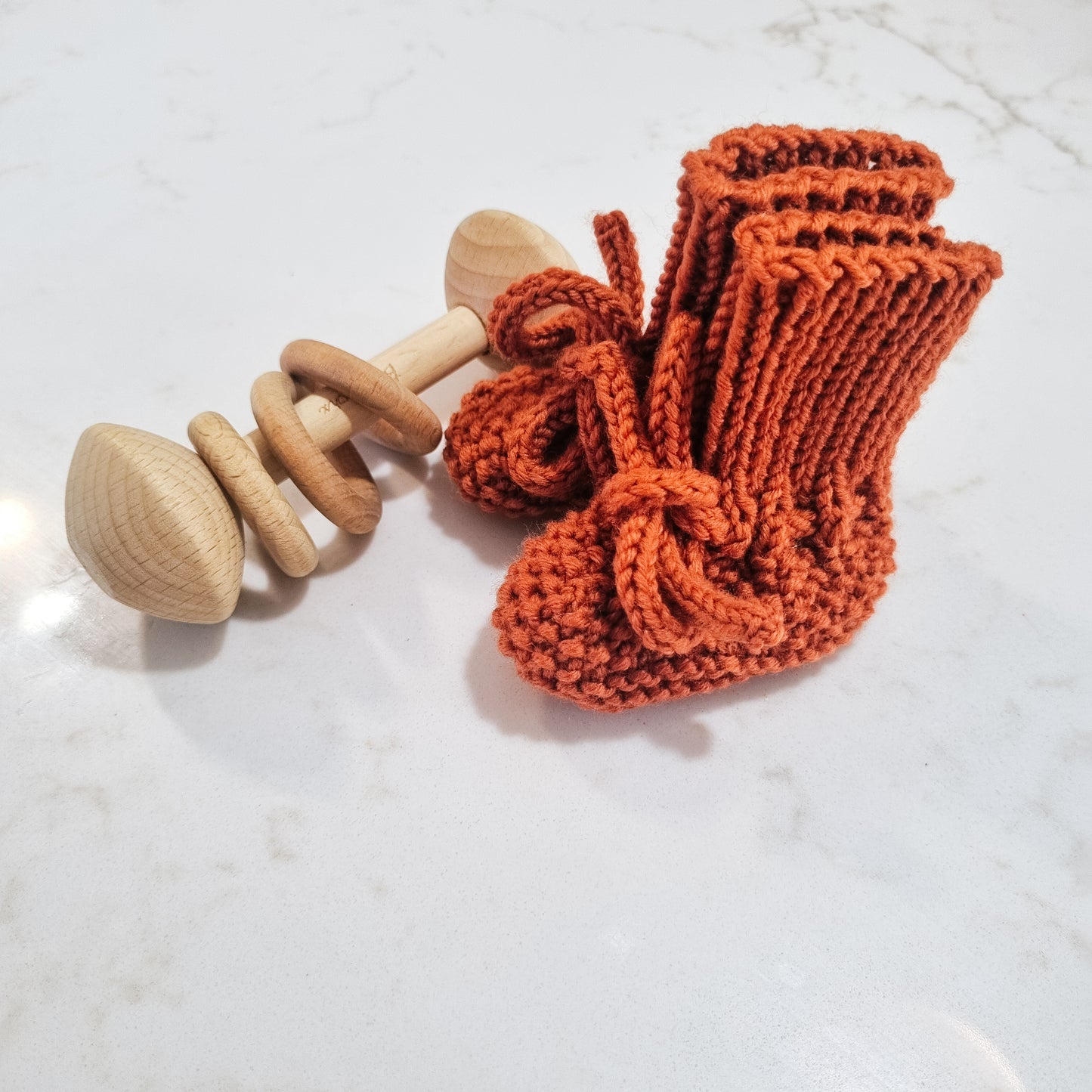 Moss Booties 0-3m Merino Rust