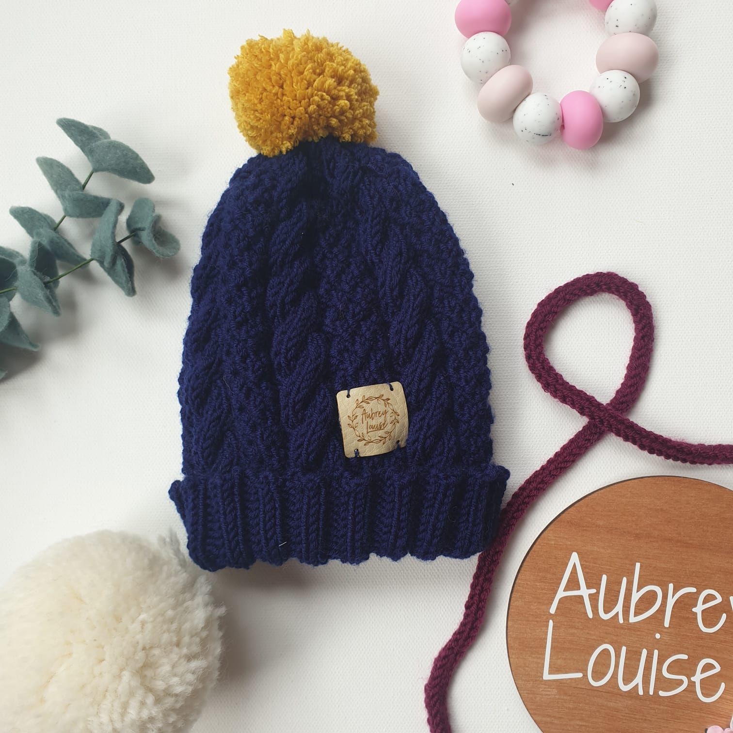 Cable Beanie Hat - Pompom Aubrey Louise 